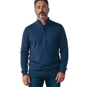 Hart Schaffner Marx Quarter Zip Men’s Large Navy Herringbone Cotton Top Pullover